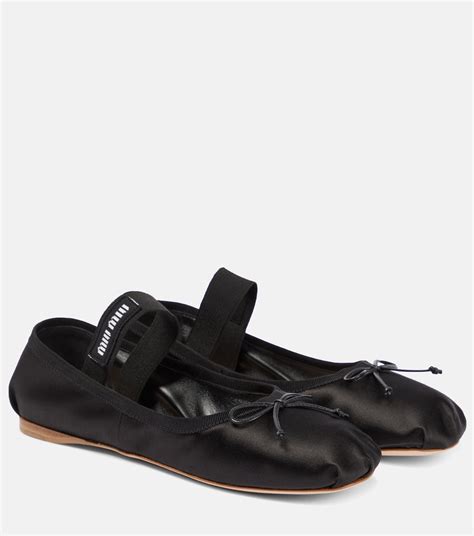 miu miu satin ballerina flats|women's flats sandals uk.